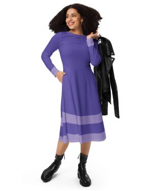 Daphne Mystery Detective Halloween Cosplay Costume Long Sleeve Midi Dress