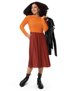 Velma Mystery Detective Halloween Cosplay Costume Long Sleeve Midi Dress