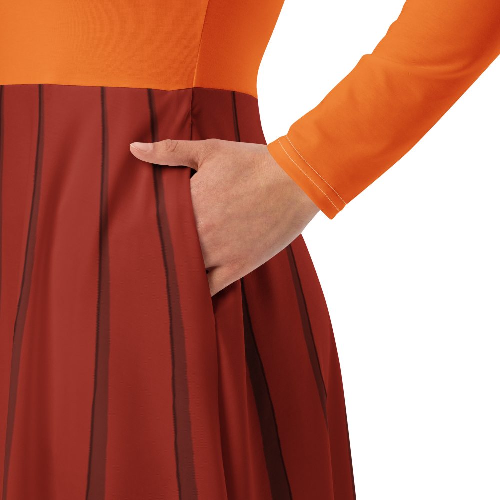 Velma Mystery Detective Halloween Cosplay Costume Long Sleeve Midi Dress - Image 6