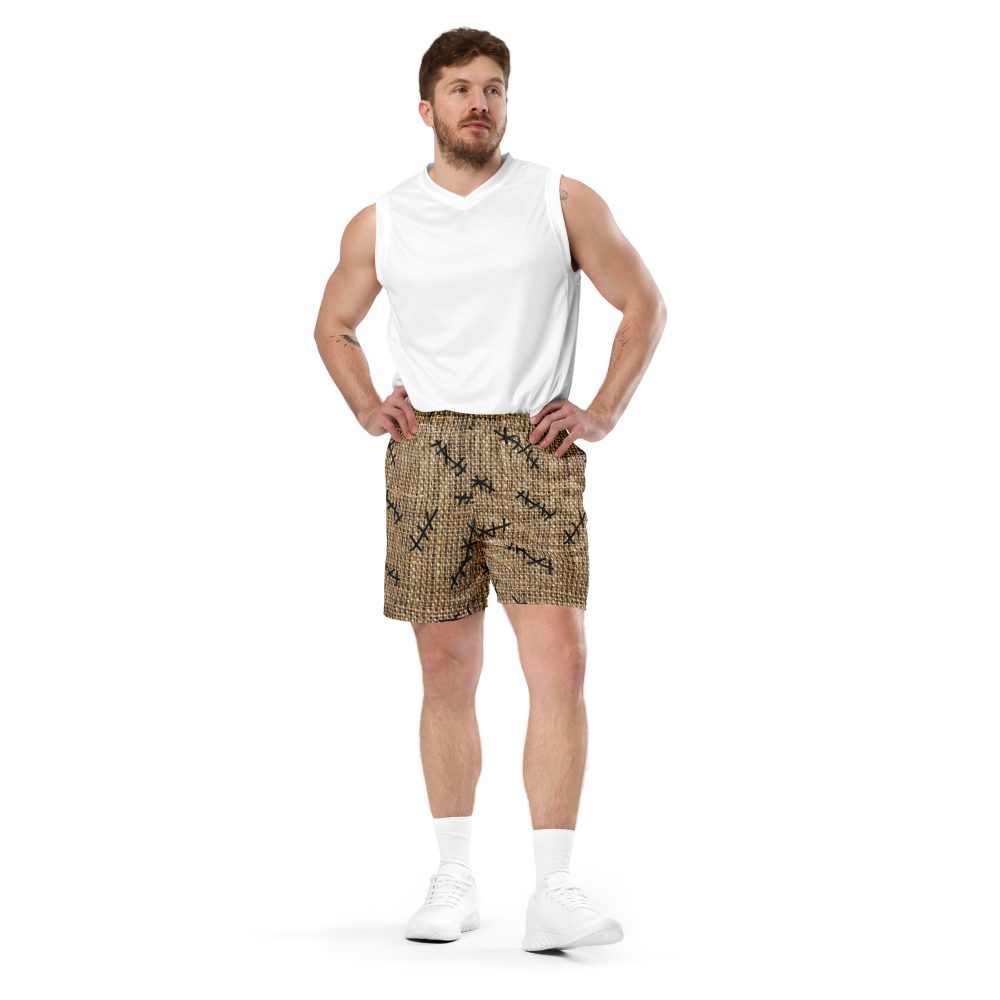 Oogie Boogie Halloween Christmas Costume Burlap Print Unisex Mesh Shorts - Image 2