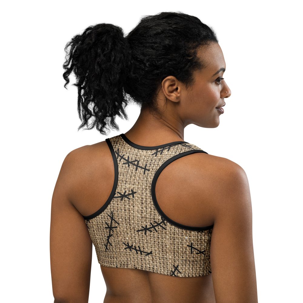 Oogie Boogie Halloween Christmas Costume Burlap Print Sports bra - Image 4