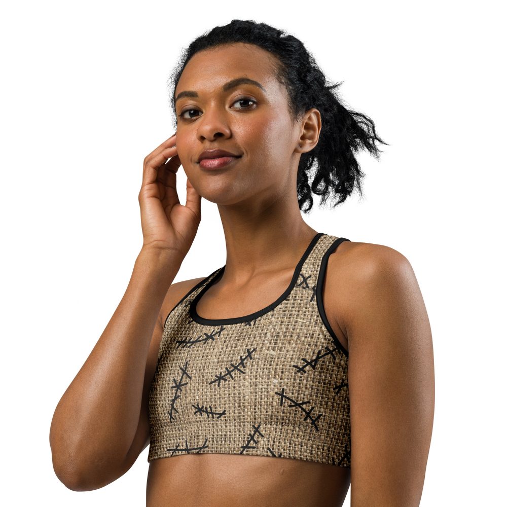 Oogie Boogie Halloween Christmas Costume Burlap Print Sports bra - Image 3