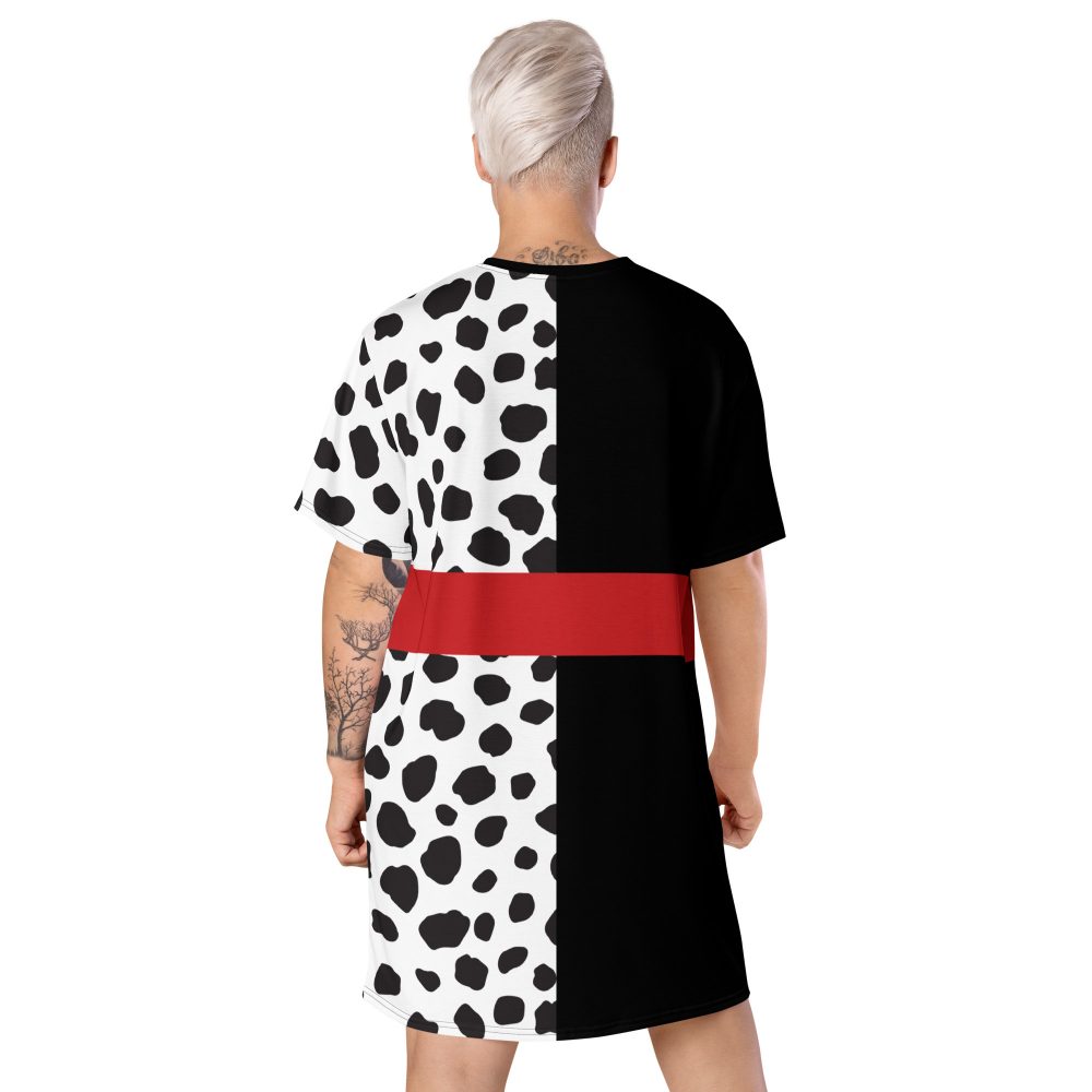 Cruella Deville Costume Halloween Cosplay Dalmatian Villain T-shirt dress - Image 2