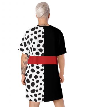 Cruella Deville Costume Halloween Cosplay Dalmatian Villain T-shirt dress