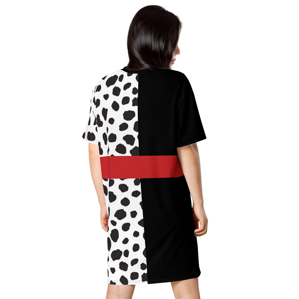 Cruella Deville Costume Halloween Cosplay Dalmatian Villain T-shirt dress - Image 4