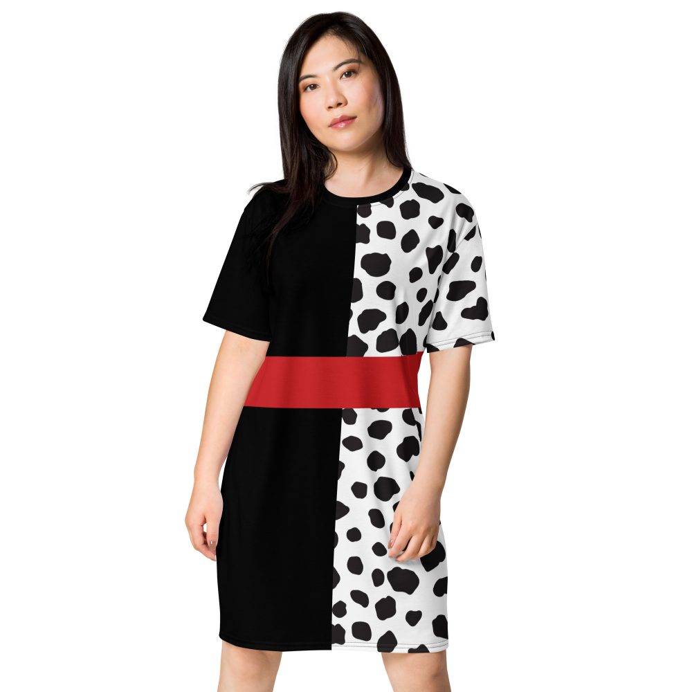 Cruella Deville Costume Halloween Cosplay Dalmatian Villain T-shirt dress - Image 5