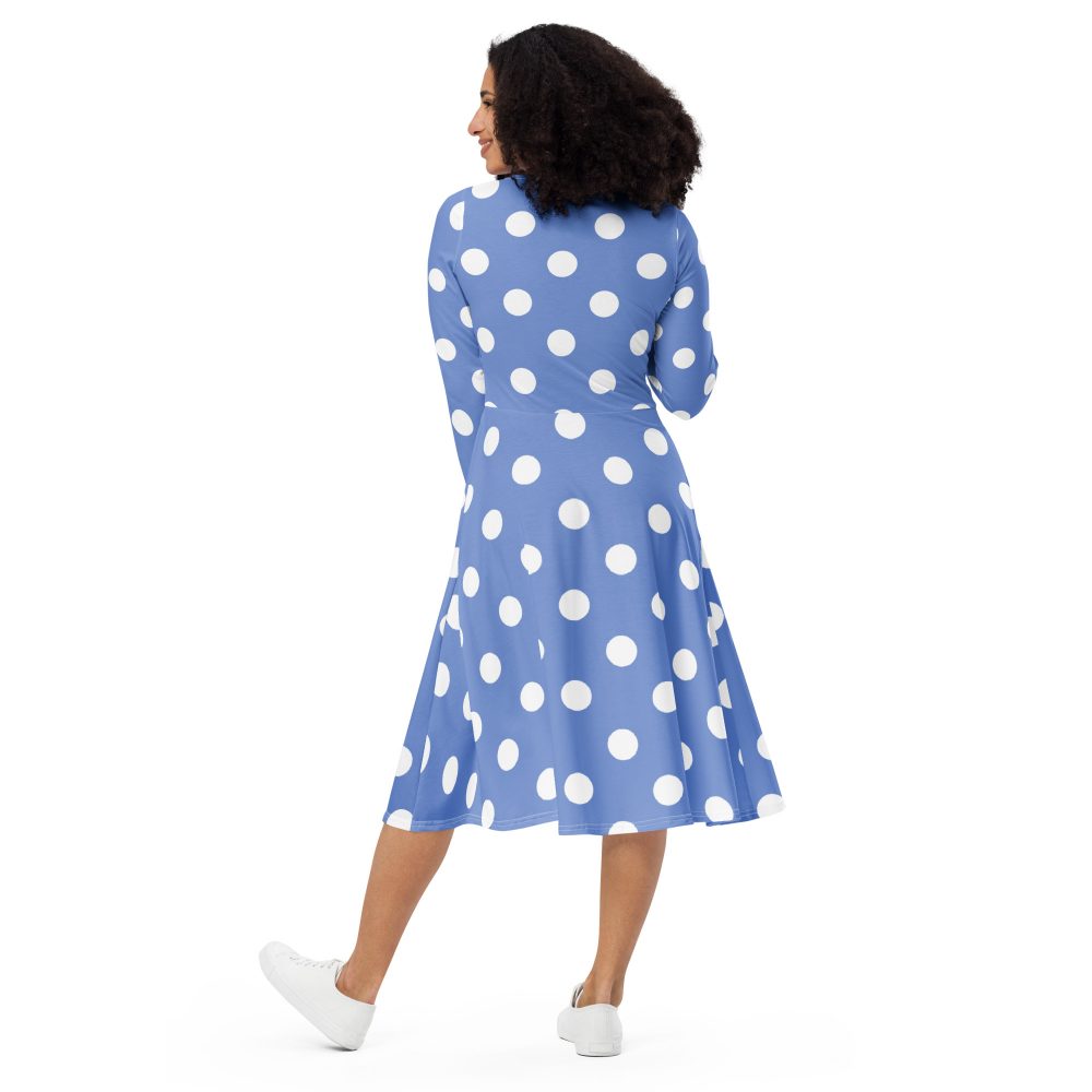 Envy Costume Halloween Cosplay Blue Purple Polka Dot Long Sleeve Dress - Image 4