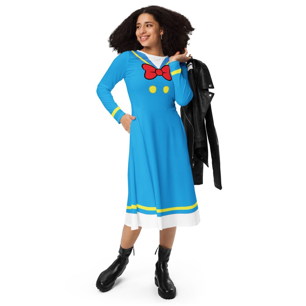 Sailor Dress Donald Duck Cosplay Costume Long Sleeve Midi Dress - Image 2