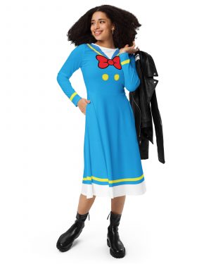 Sailor Dress Donald Duck Cosplay Costume Long Sleeve Midi Dress