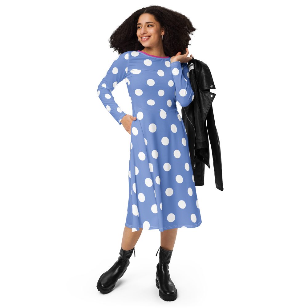 Envy Costume Halloween Cosplay Blue Purple Polka Dot Long Sleeve Dress