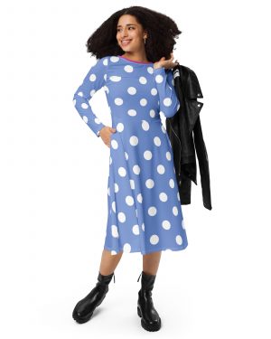 Envy Costume Halloween Cosplay Blue Purple Polka Dot Long Sleeve Dress