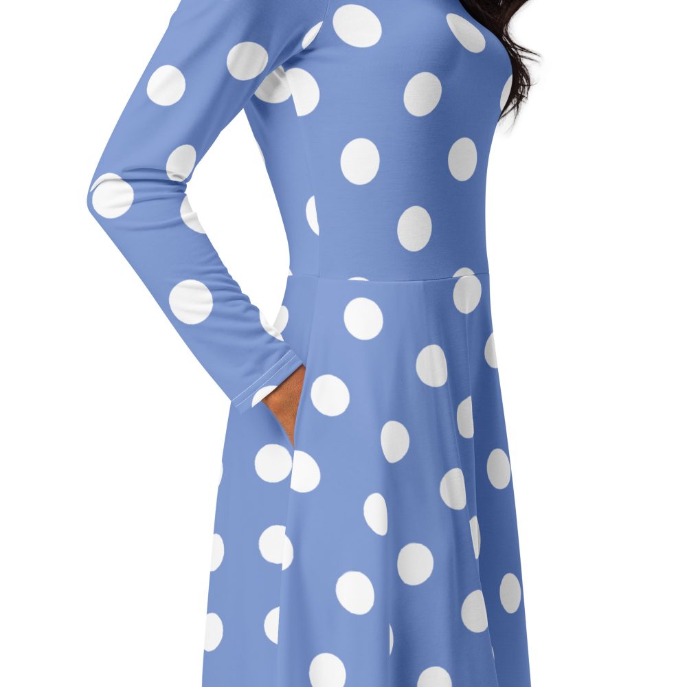 Envy Costume Halloween Cosplay Blue Purple Polka Dot Long Sleeve Dress - Image 5