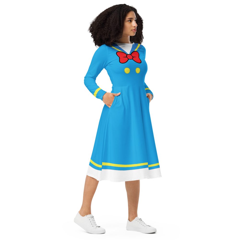 Sailor Dress Donald Duck Cosplay Costume Long Sleeve Midi Dress - Image 8