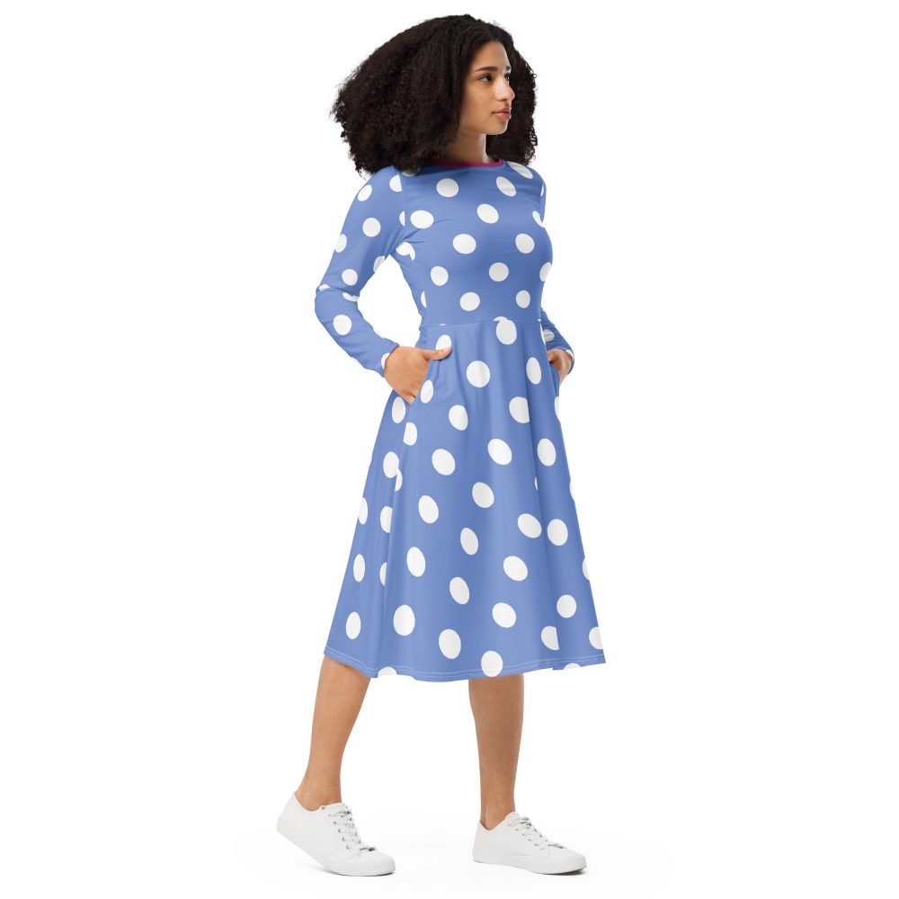 Envy Costume Halloween Cosplay Blue Purple Polka Dot Long Sleeve Dress - Image 2