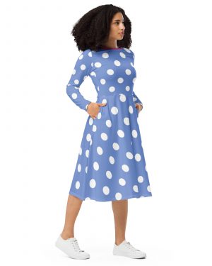 Envy Costume Halloween Cosplay Blue Purple Polka Dot Long Sleeve Dress