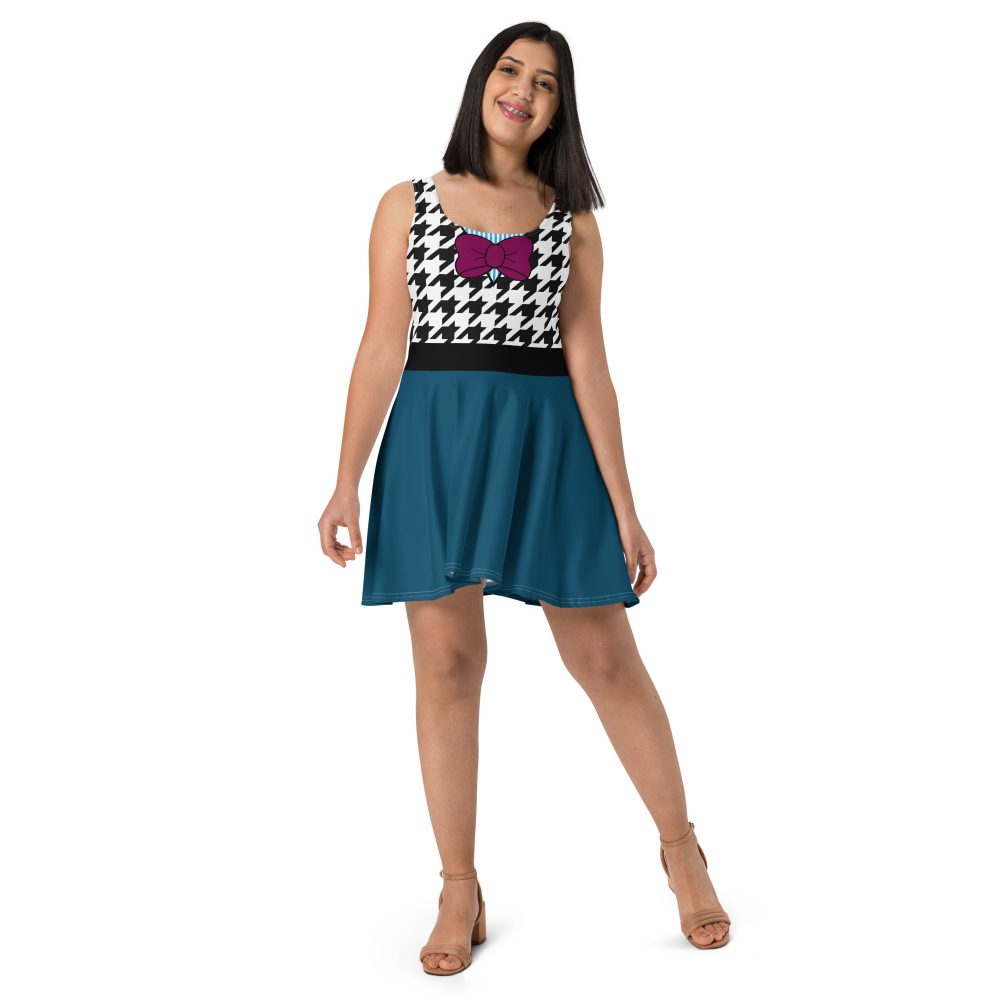 Fear Costume Halloween Cosplay Houndstooth Skater Dress