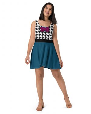 Fear Costume Halloween Cosplay Houndstooth Skater Dress