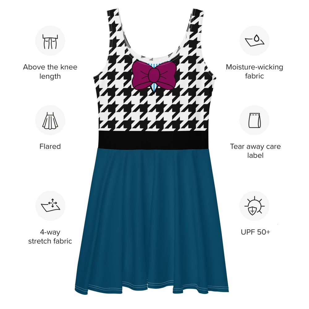 Fear Costume Halloween Cosplay Houndstooth Skater Dress - Image 7