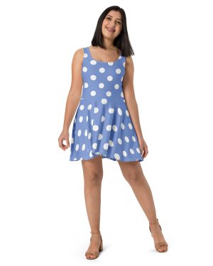 Envy Costume Halloween Cosplay Blue Purple Polka Dot Skater Dress