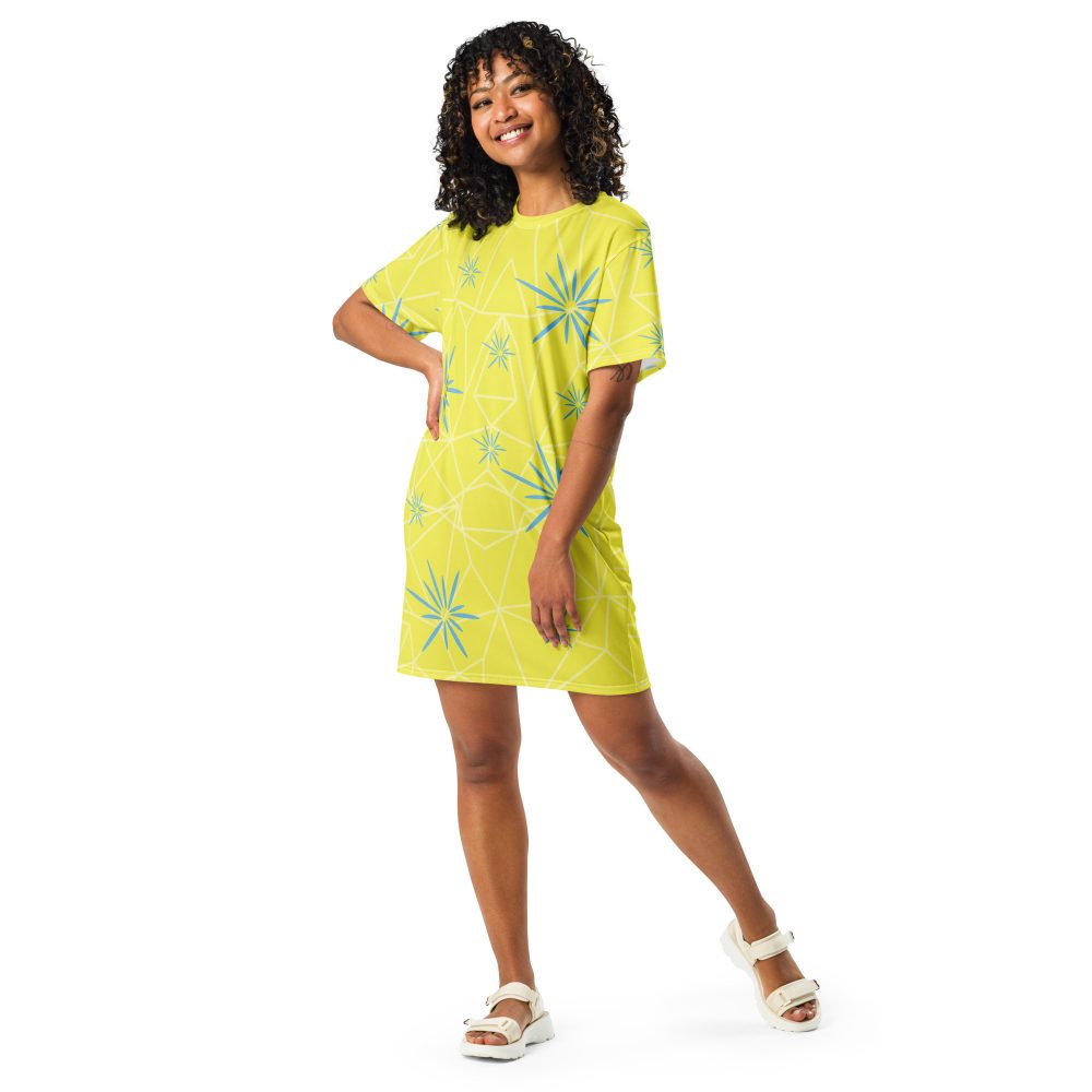 Joy Costume Halloween Cosplay Yellow with Flowers T-shirt dress