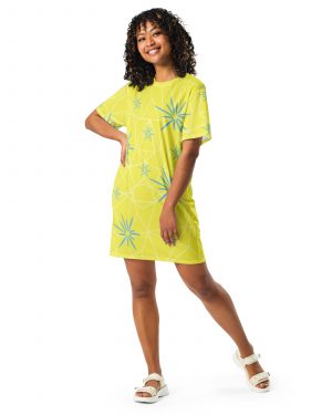 Joy Costume Halloween Cosplay Yellow with Flowers T-shirt dress