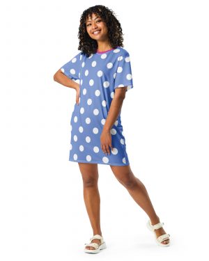 Envy Costume Halloween Cosplay Blue Purple Polka Dot T-shirt dress