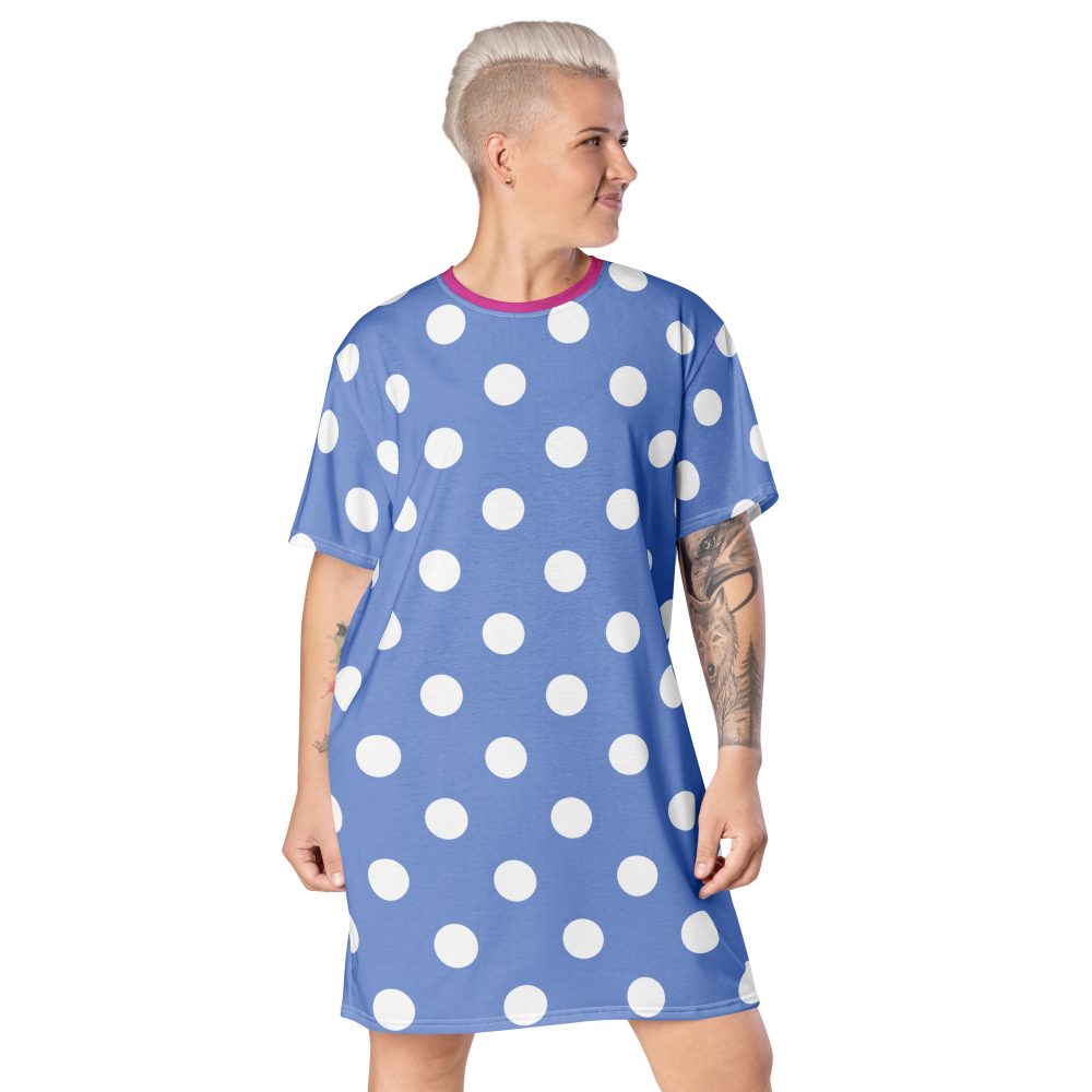 Envy Costume Halloween Cosplay Blue Purple Polka Dot T-shirt dress - Image 5