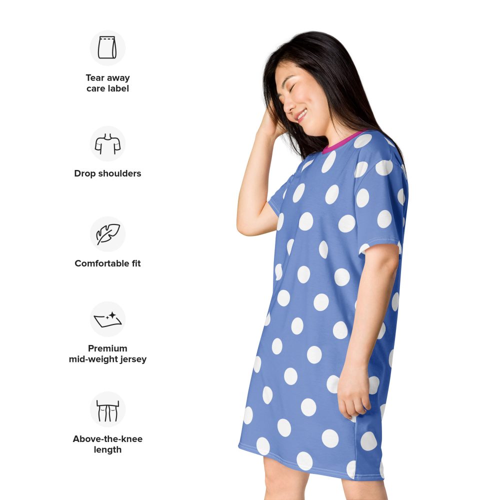 Envy Costume Halloween Cosplay Blue Purple Polka Dot T-shirt dress - Image 3