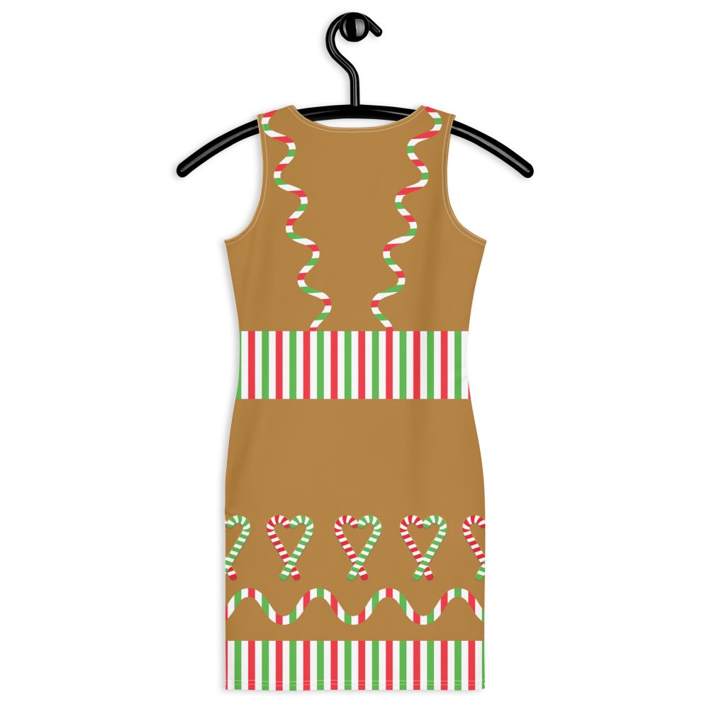 Gingerbread Christmas Candy Costume Fitted Bodycon Tank Dress - Image 2