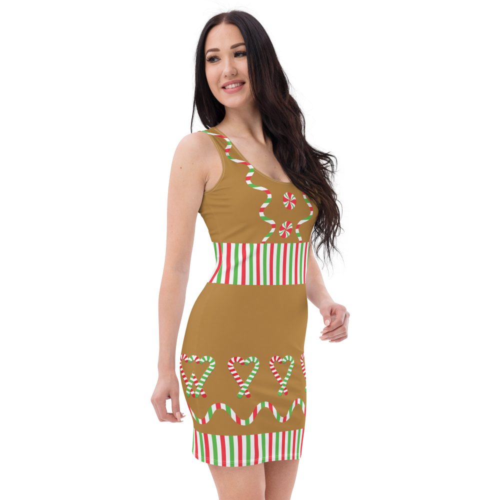 Gingerbread Christmas Candy Costume Fitted Bodycon Tank Dress - Image 6