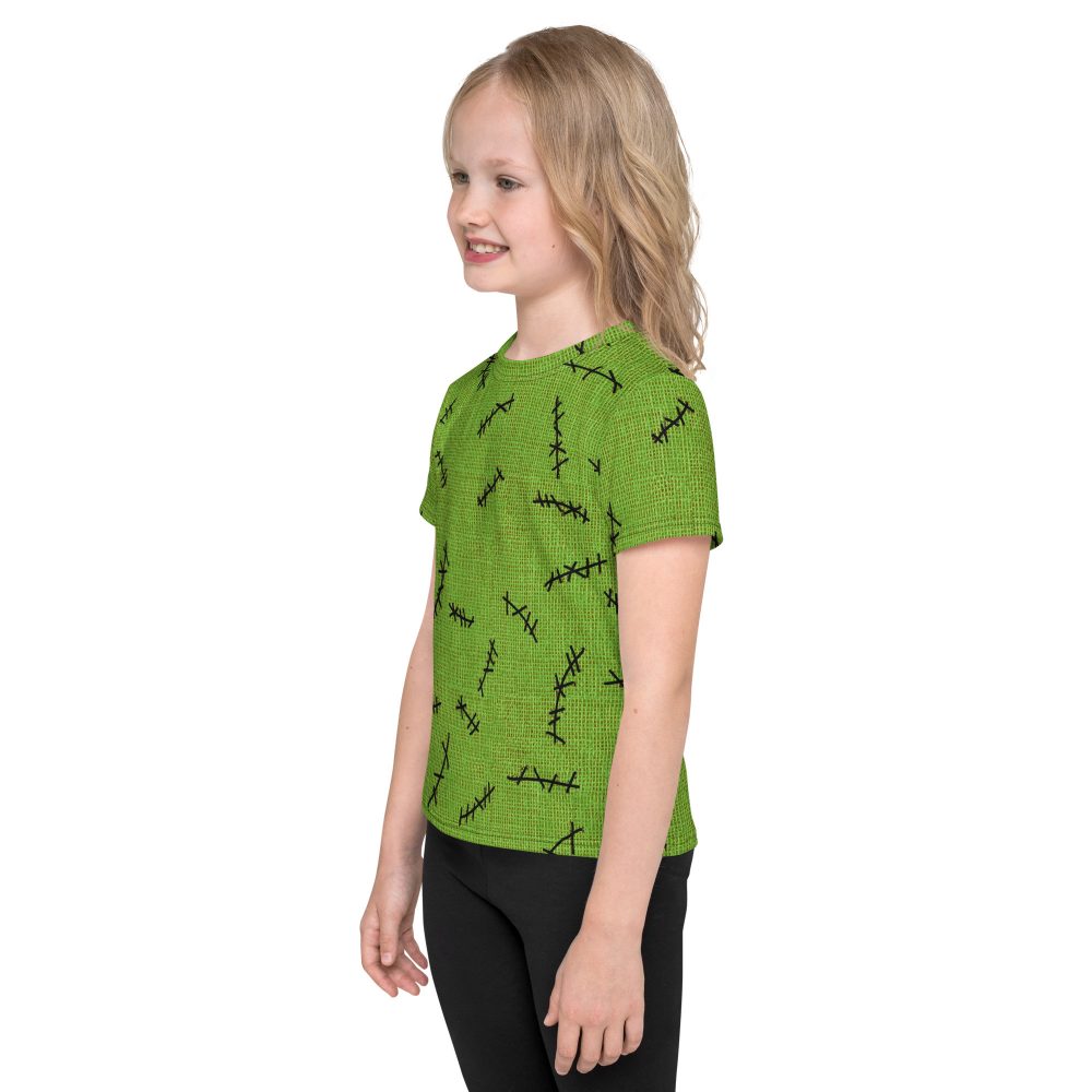 Green Burlap Boogie Man Halloween Cosplay Costume Kids Short Sleeve T-Shirt - Image 3