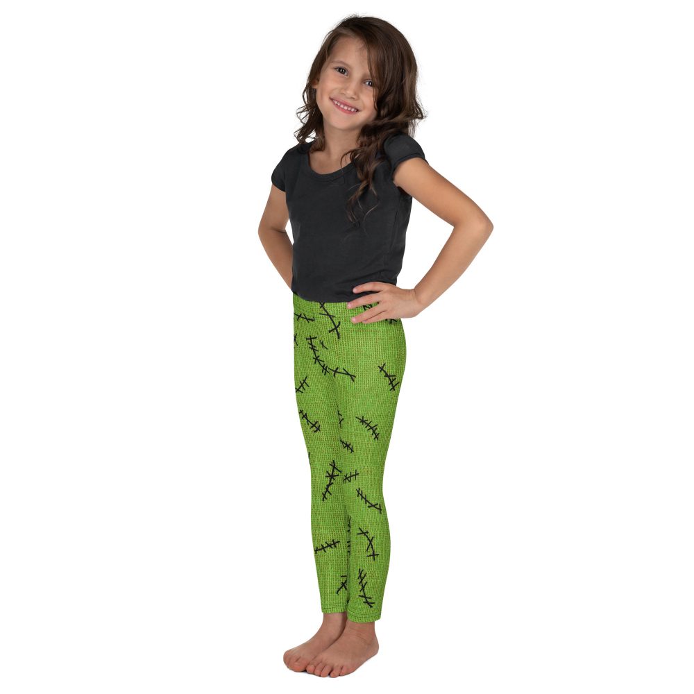 Green Burlap Boogie Man Halloween Cosplay Costume Kid's Leggings - Image 11