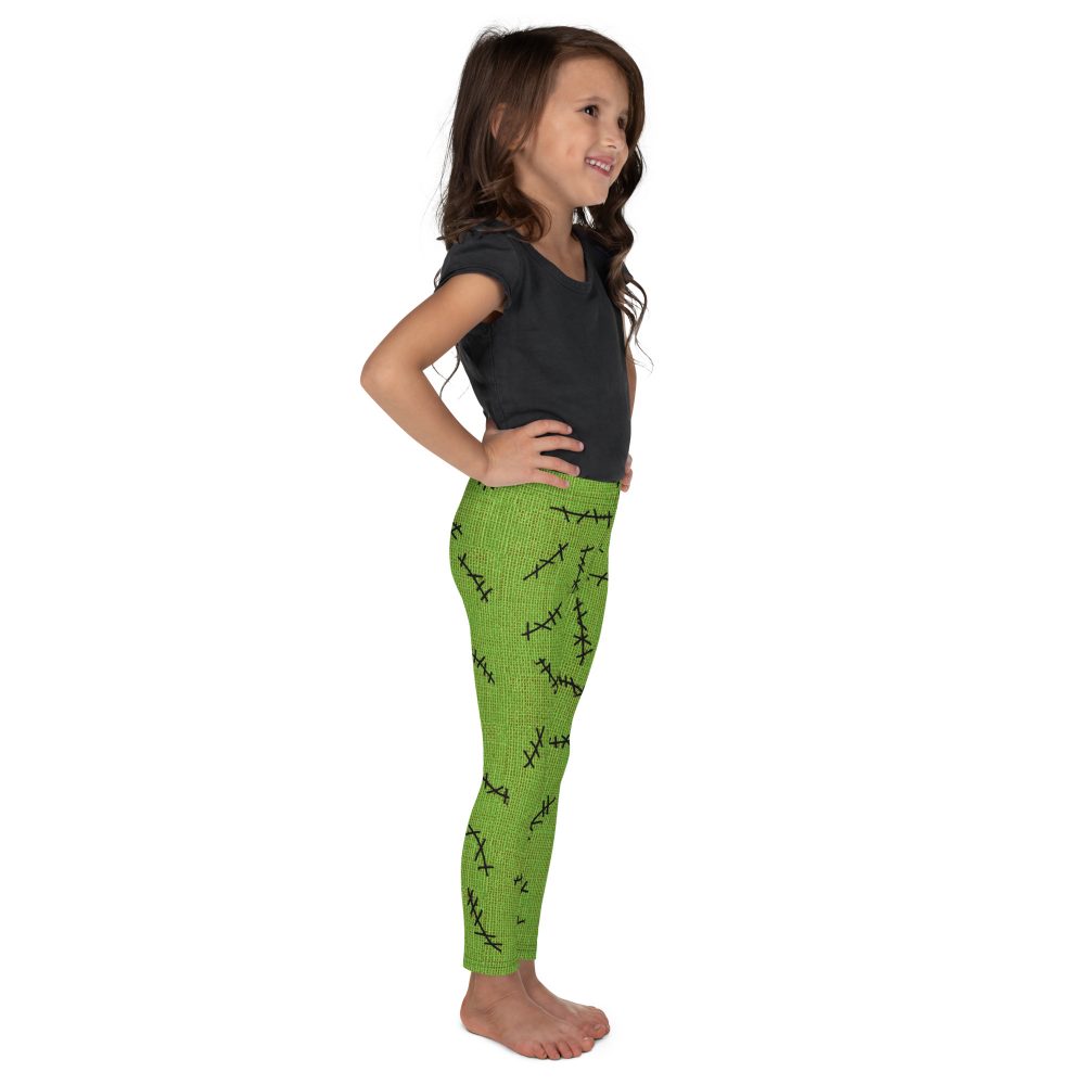 Green Burlap Boogie Man Halloween Cosplay Costume Kid's Leggings - Image 12