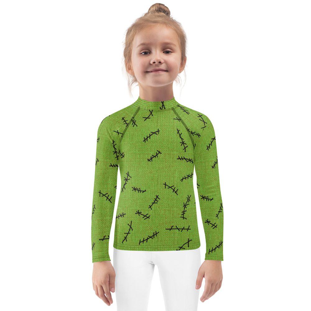 Green Burlap Boogie Man Halloween Cosplay Costume Kids Long Sleeve Shirt