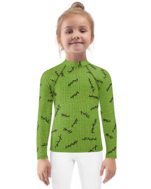 Green Burlap Boogie Man Halloween Cosplay Costume Kids Long Sleeve Shirt