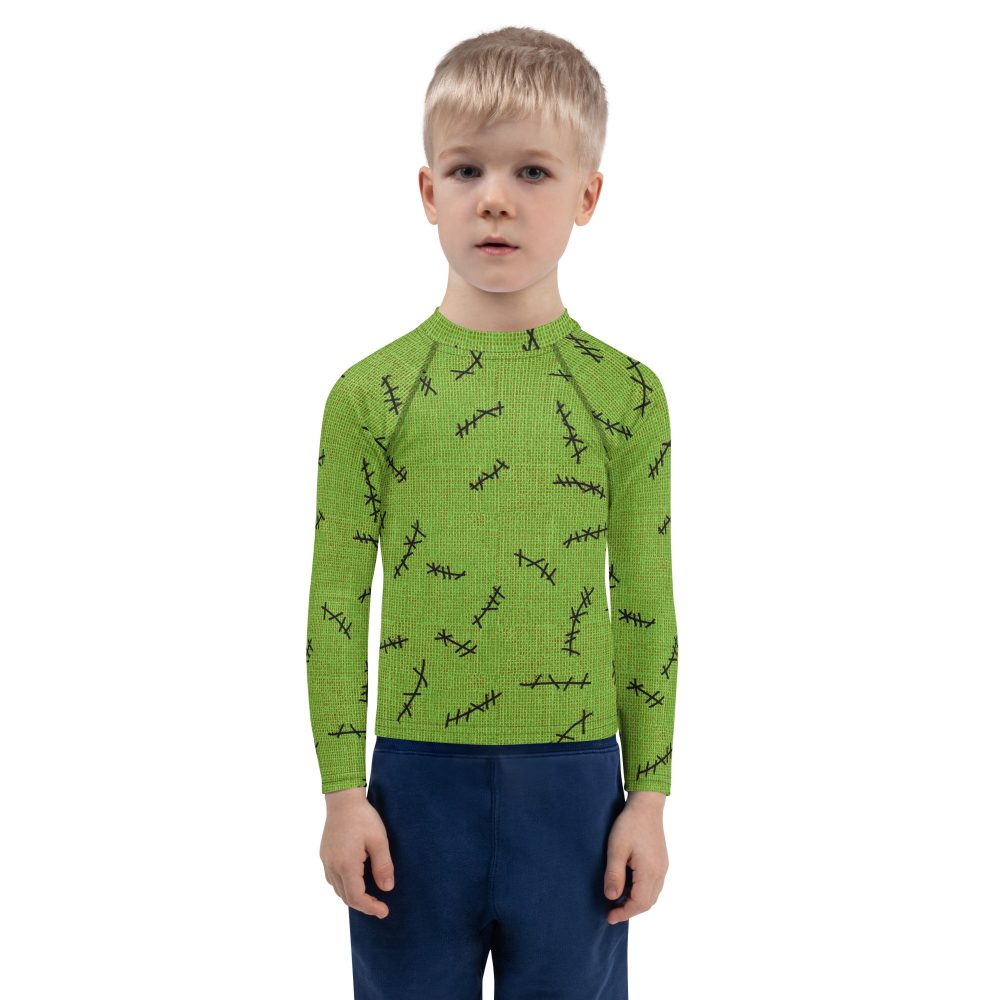 Green Burlap Boogie Man Halloween Cosplay Costume Kids Long Sleeve Shirt - Image 11