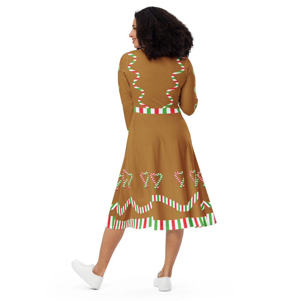 Gingerbread Christmas Candy Costume 2XS - 6XL Long Sleeve Dress - Image 4