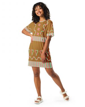 Gingerbread Christmas Candy Costume 2XS – 6XL T-shirt dress