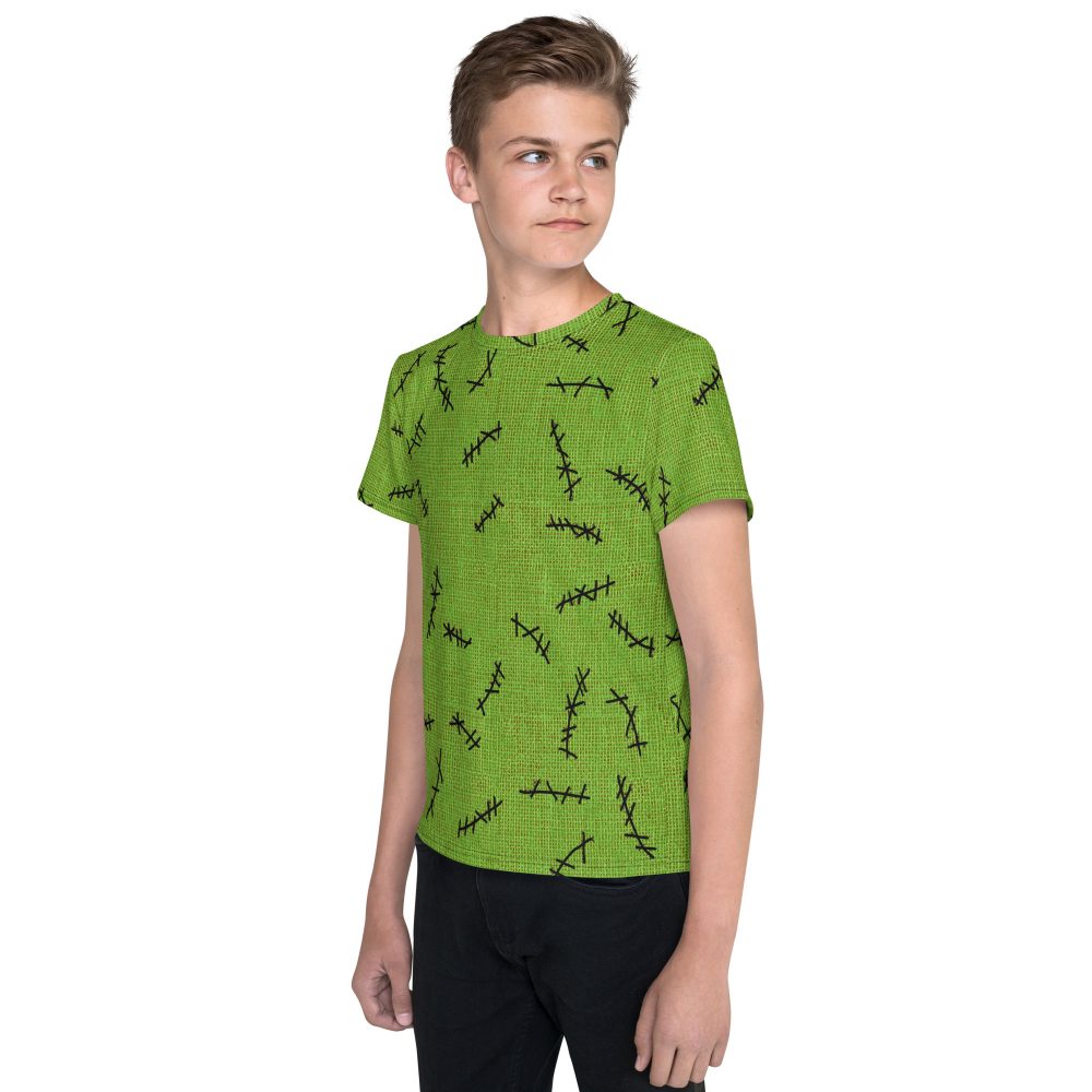 Green Burlap Boogie Man Halloween Cosplay Costume Youth Short Sleeve T-Shirt - Image 3