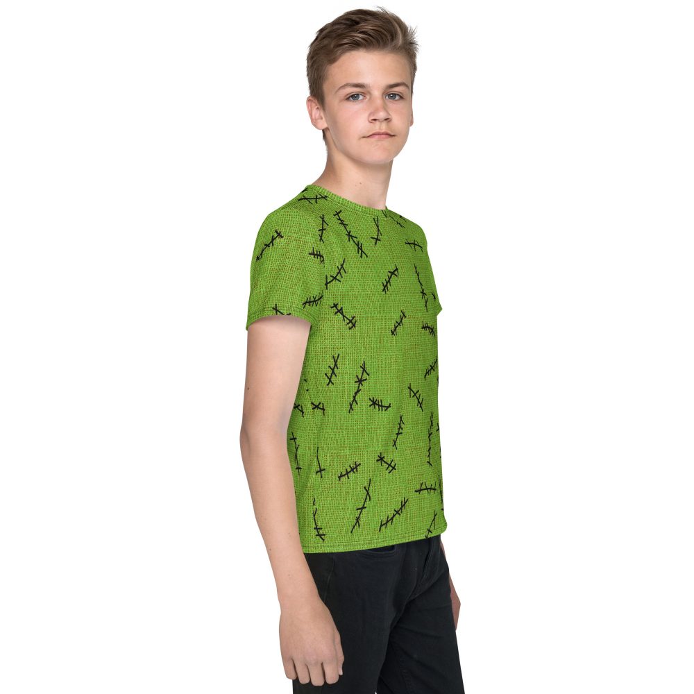 Green Burlap Boogie Man Halloween Cosplay Costume Youth Short Sleeve T-Shirt - Image 6