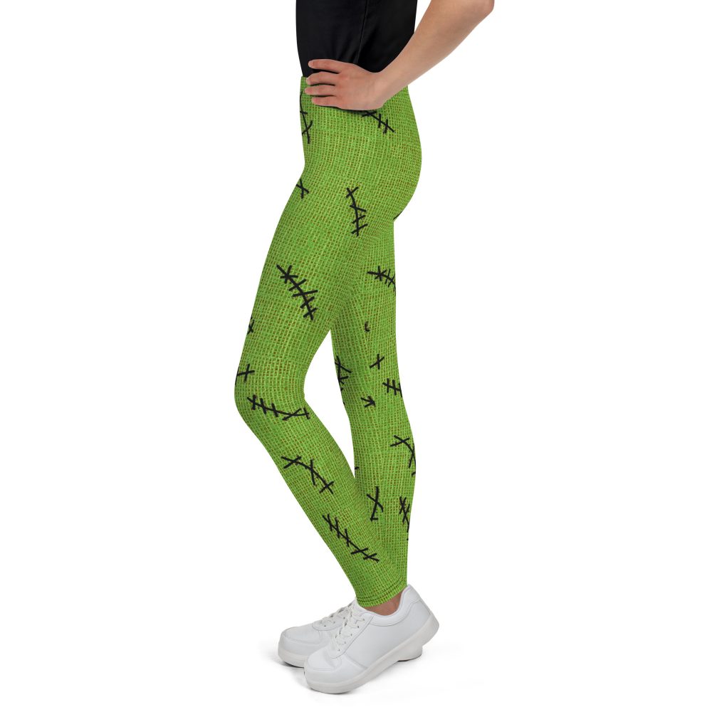 Green Burlap Boogie Man Halloween Cosplay Costume Youth Leggings - Image 5