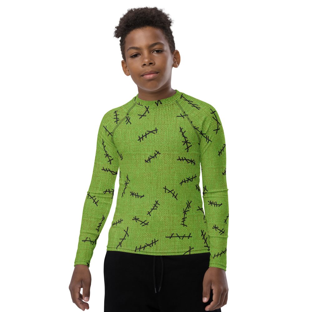 Green Burlap Boogie Man Halloween Cosplay Costume Youth Long Sleeve Shirt - Image 10