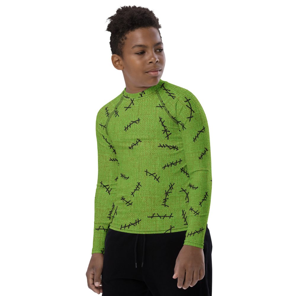 Green Burlap Boogie Man Halloween Cosplay Costume Youth Long Sleeve Shirt - Image 6