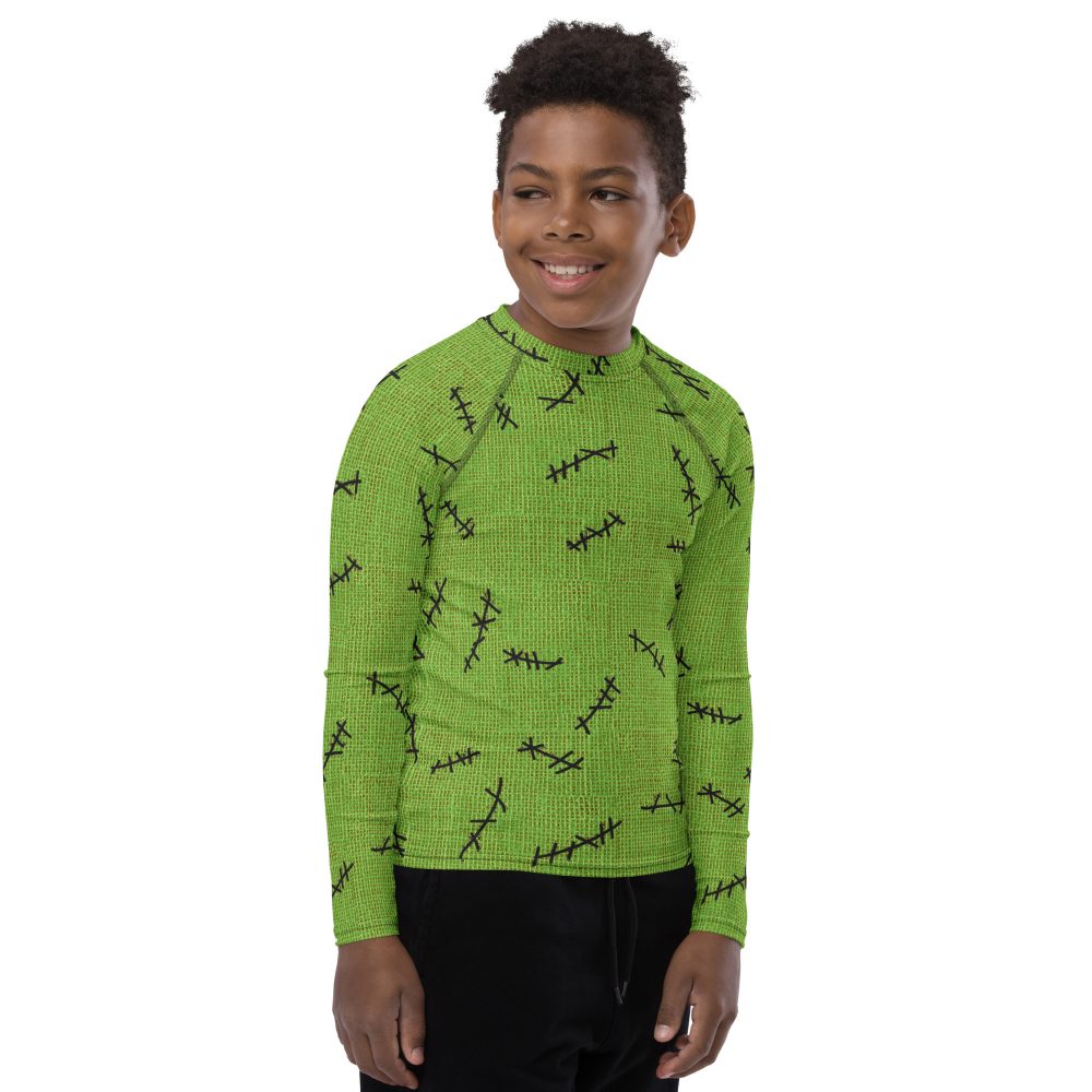 Green Burlap Boogie Man Halloween Cosplay Costume Youth Long Sleeve Shirt - Image 5